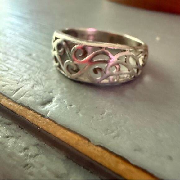 NF 925 Sterling Silver Scroll Ring Size 8.5 - Picture 9 of 13